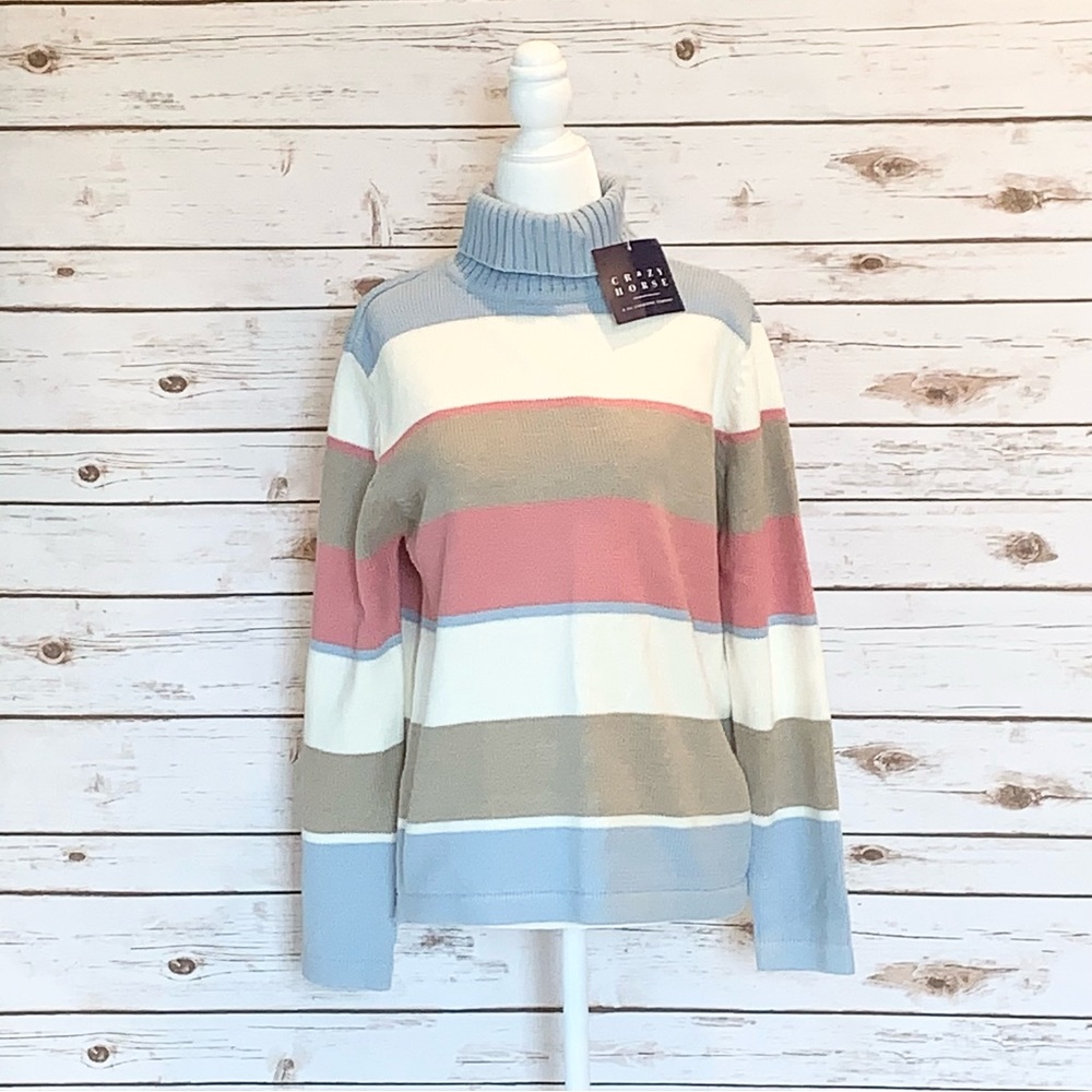 CRAZY HORSE HORIZONTAL STRIPED TURTLENECK